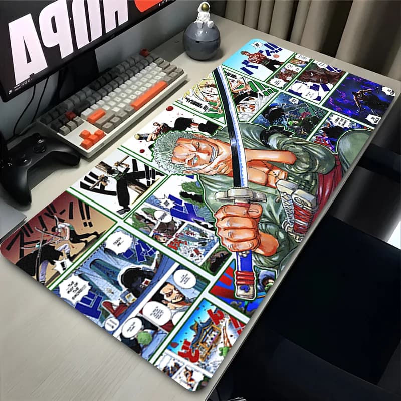 Gaming Mouse Pad Gamer Computer Accessories Anime One Piece Roronoa Zoro Mousepad XXL Keyboard Pad Non-Slip Office Mouse Mat