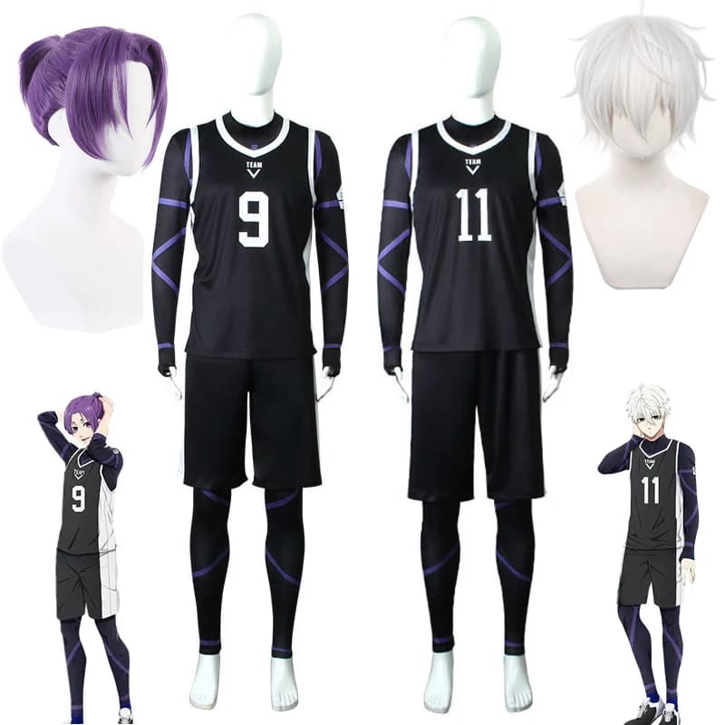 Blue Anime Cosplay Lock Nagi Seishiro Cosplay Costume Mikage Reo Football Jersey Sportswear Team Uniforms Halloween Suits Wig