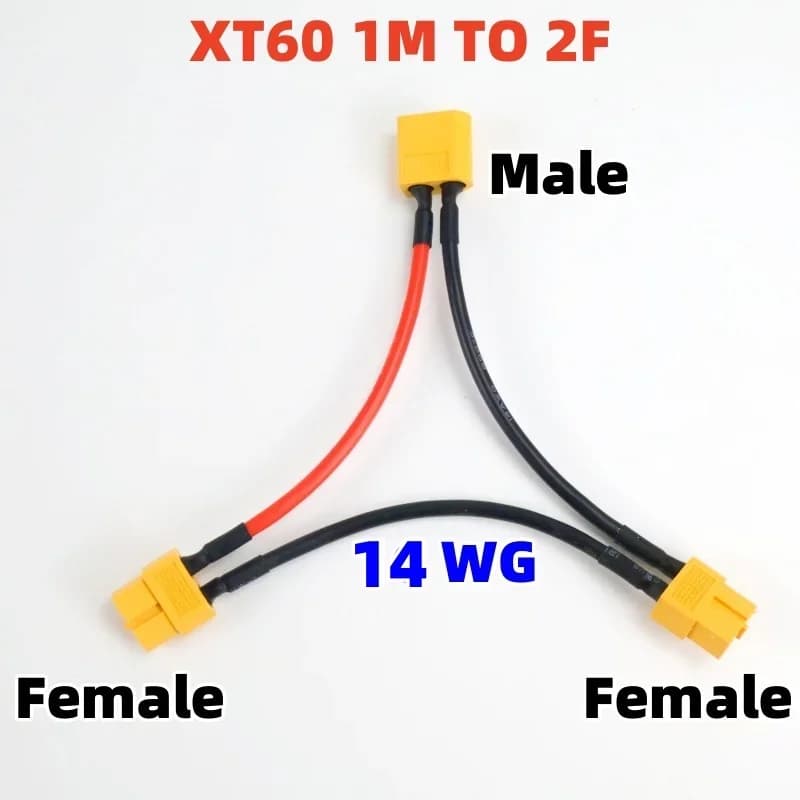 Adattatore batteria Serie Cavo di collegamento per elicottero Rc a forma di Y Connettore XT60 da maschio a femmina 14AWG 10CM