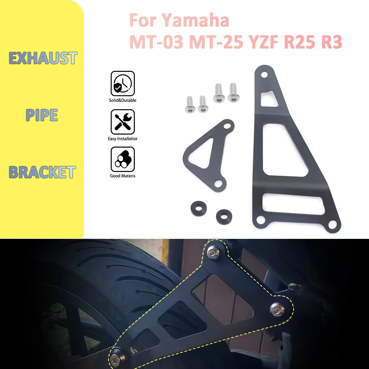 Per Yamaha YZF R3 YZF R25 MT03 MT-03 MT25 MT-25: Supporto Poggiapiedi Posteriore, Accessori Moto, Supporto per Scarico