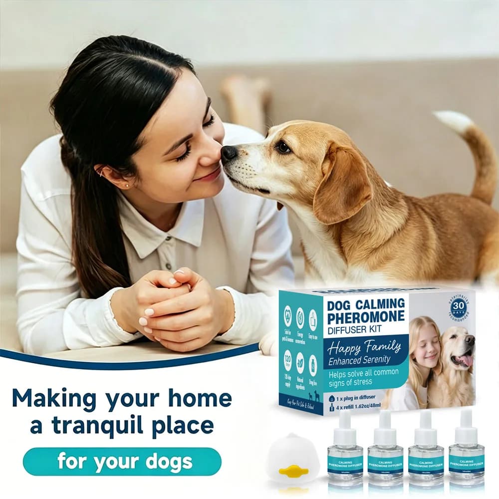 Dog Calming Pheromone Diffuser Kit 4*48ml 120Day Anti Anxiety Stress Relief for Puppy Dogs Soothe Plug In Calm Diffuser Set