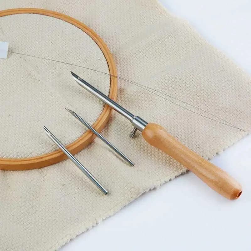 ♫5Pcs Punch Needle Set 2.5mm/3.5mm/5mm Adjustable Wooden Handle Punch Stitching Kit For DIY Cross Embroidery Craft Needles