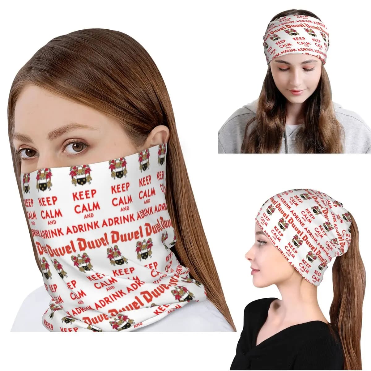 Bandana Personalizzata con Logo Duvels, Scaldacollo Multifunzione, Sciarpa Magica, Balaclava, Berretto Antivento per Uomini e Donne Adulti