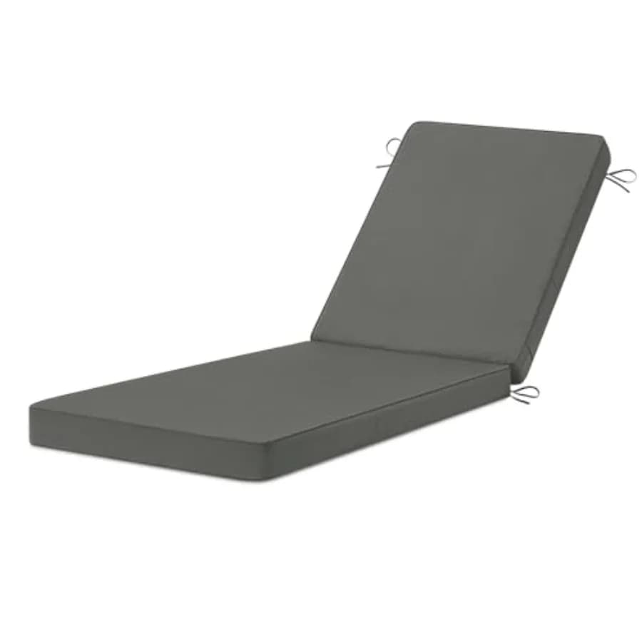 Cuscini per Chaise Longue da Esterno 72"x21"x3" Tripla Protezione Impermeabile con Fodera Rimovibile e 4 Lacci Regolabili