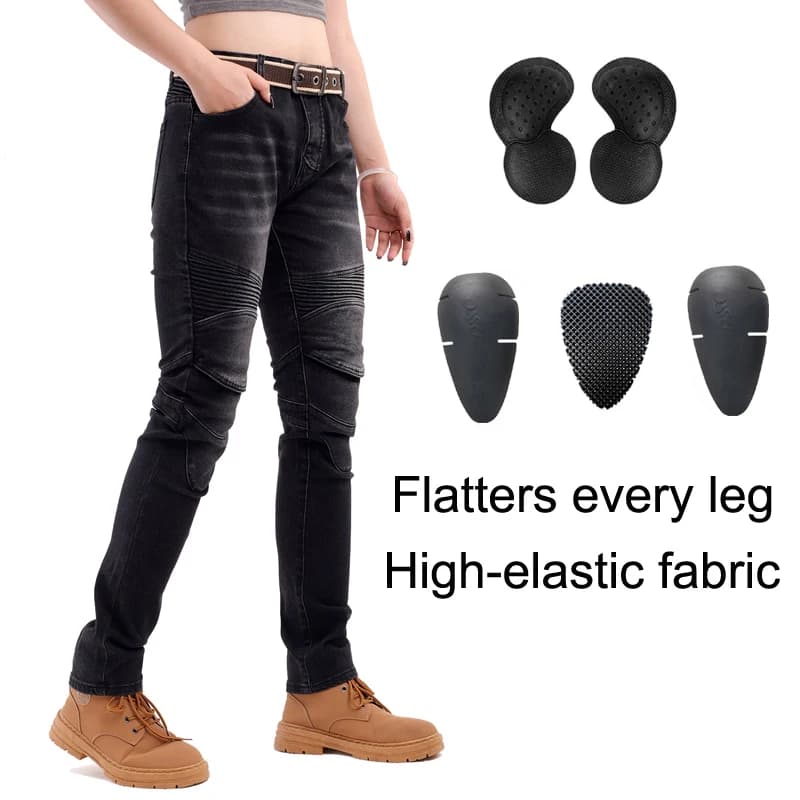 Jeans da moto da donna Pantaloni da bici neri da cross Abbigliamento protettivo per equipaggiamento da equitazione fuoristrada per donna