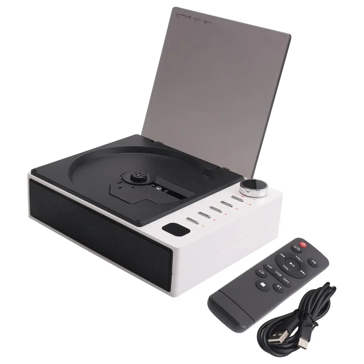ABGN Lettore Cd portatile Altoparlanti Bluetooth senza fili Radio FM Lettore di album musicali Macchina CD domestica Ripetitore AB inglese
