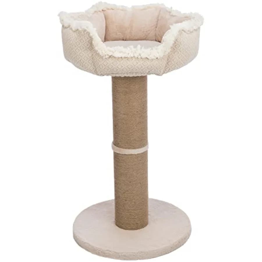 Tiragraffi Boho per Gatti da 83 cm - Tiragraffi con Base Rivestita in Tessuto Morbido e Palo Avvolto in Juta - con Piattaforma Letto