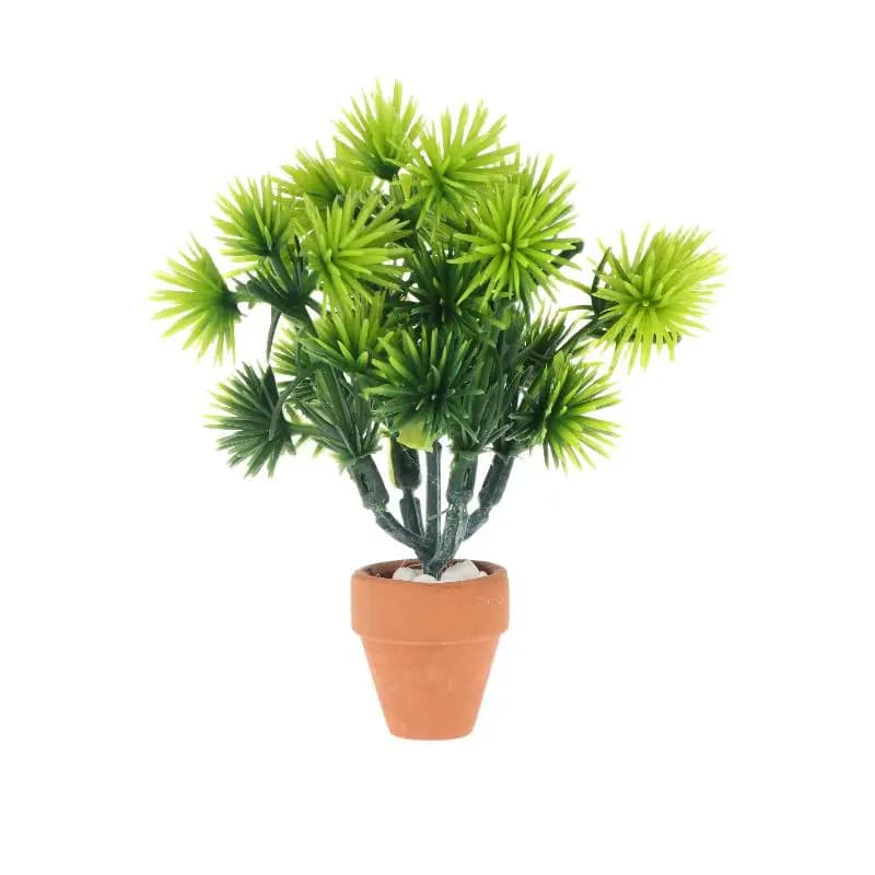 Miniature Pine Needle Potted Plant Greenery Ornament for Dollhouse Office Table Model Decor