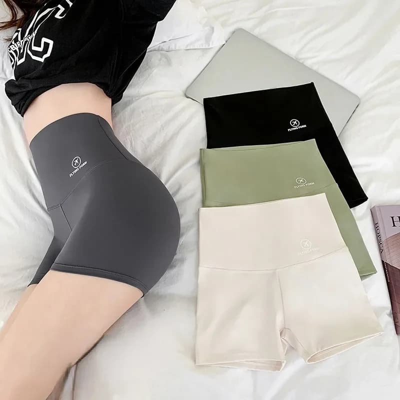 Women's 2025 summer 3/4 safety shorts, high waist, anti-transparency, thin, breathable, semi-transparent nylon