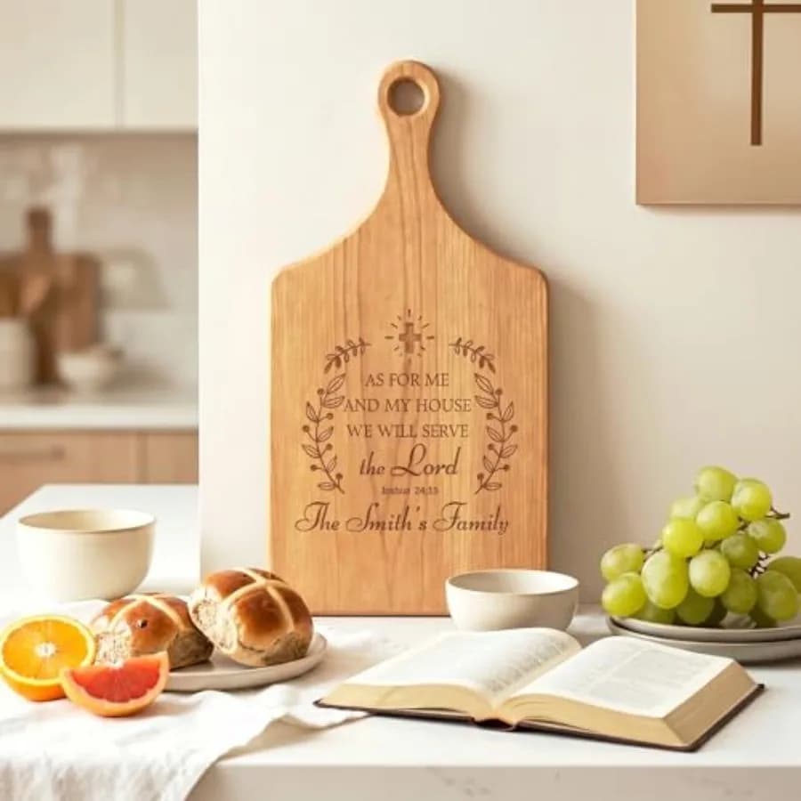 Personalized Bible Verse Cutting Board for Christian Women, Custom Religious Engraved Kitchen Decor Gifts for Mom, Grandma, Pas