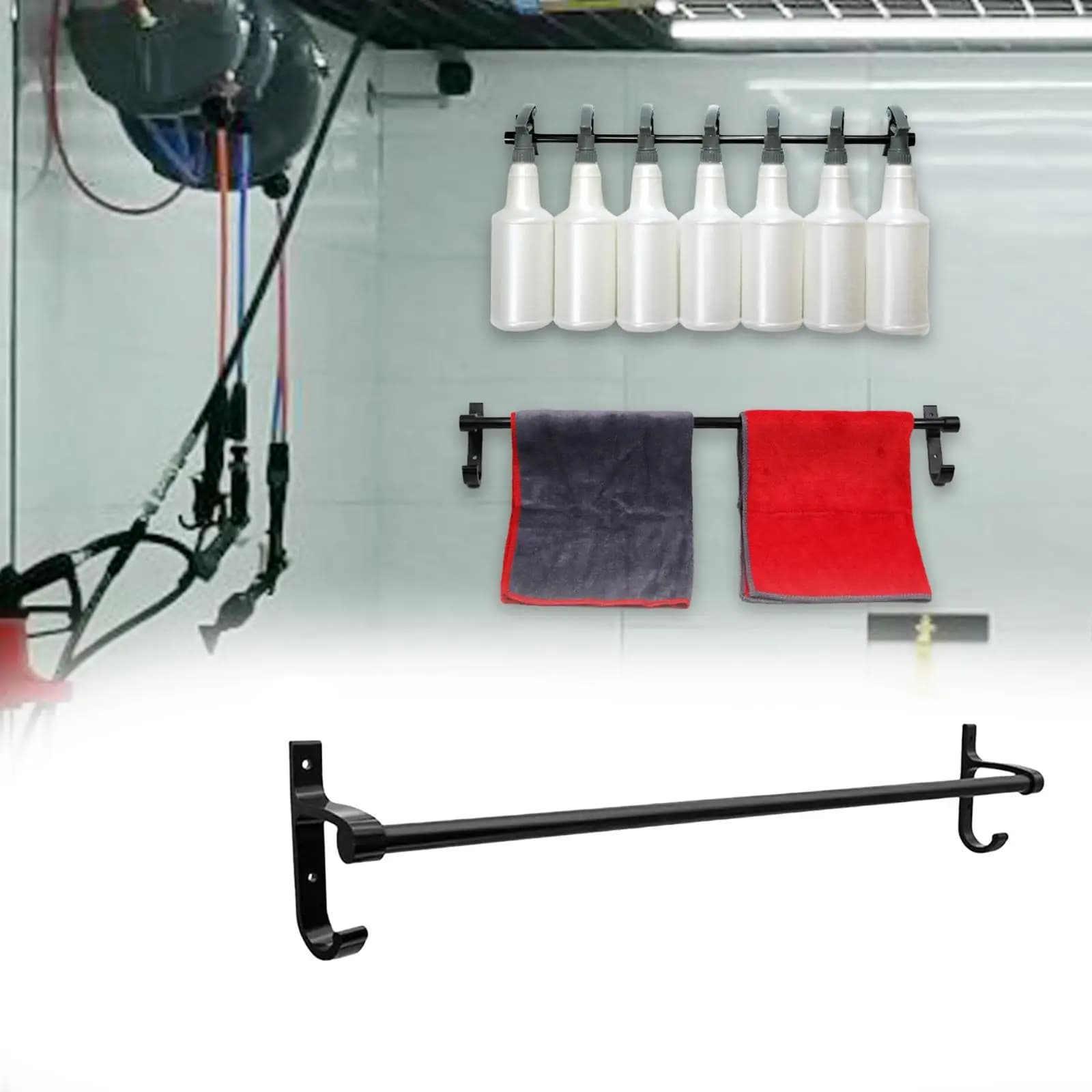 Multifunction Spray Bottle Holder Wall Mounted Organizer Bottle Display Rack for Garage and Kitchen
