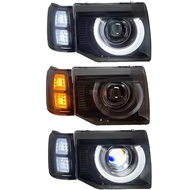4PCS Car Modified Black LED Headlights V31 V32 V43 For Mitsubishi Pajero Daytime Running Light 1992-2000