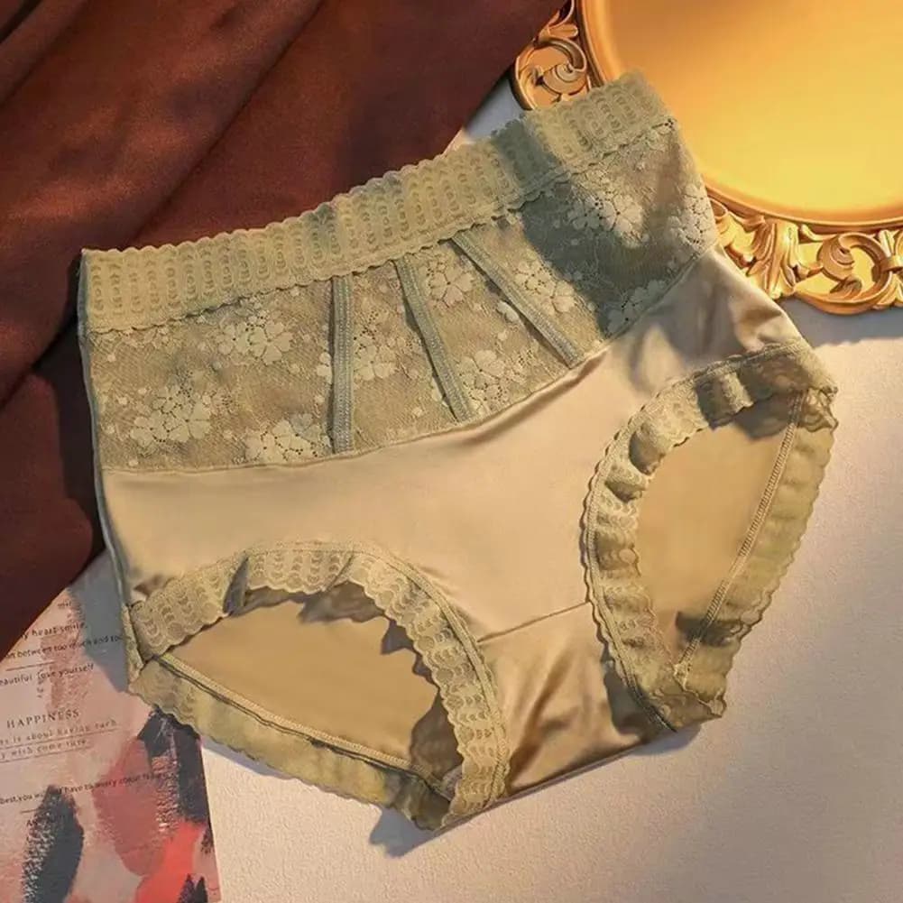 Women's Slips in High Waist Lace With Pane Control, Floral Embroidery in Satin, Female Underwear 80%