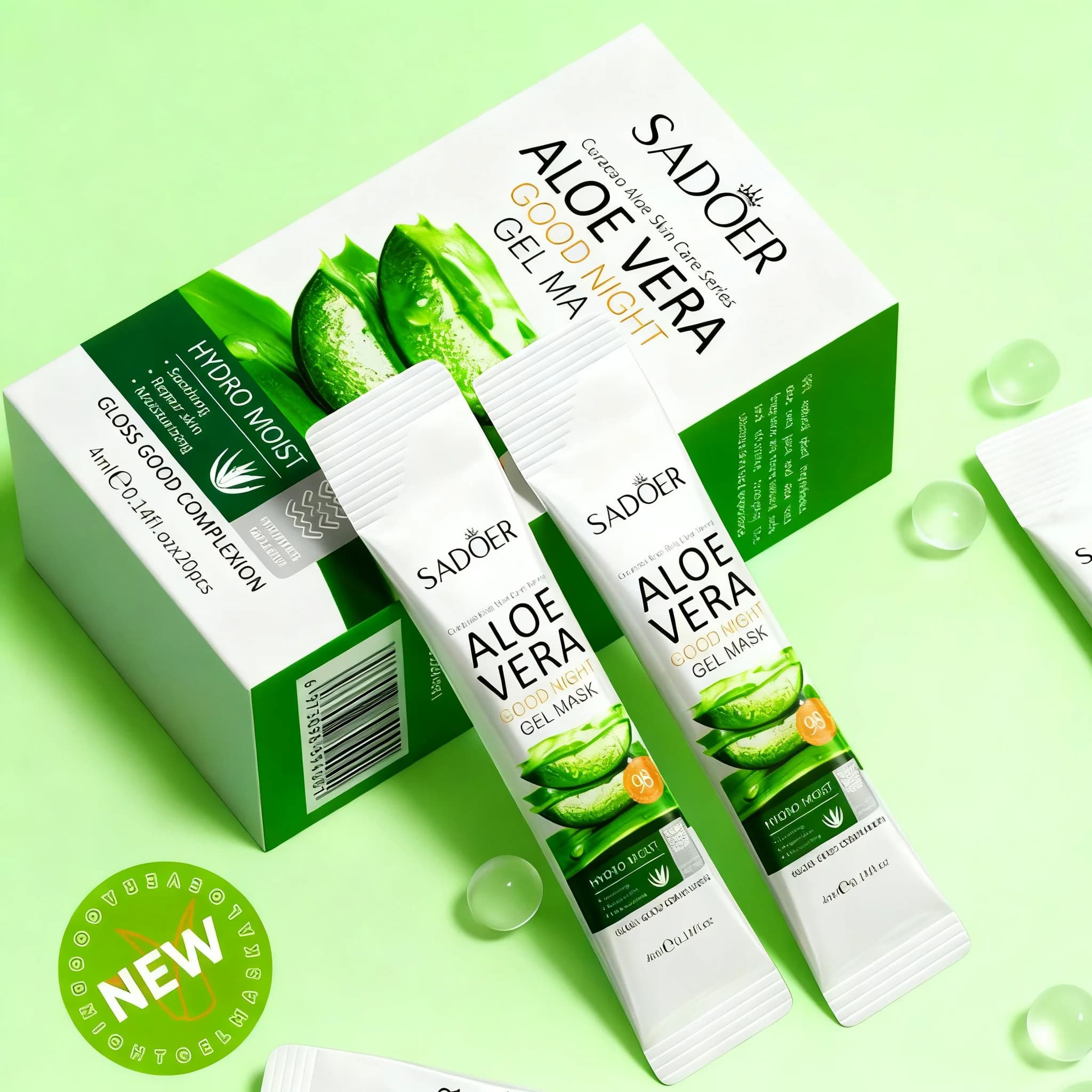 Aloe Vera Collagen Gel Mask Sleeping Facial Masks Moisturizing Hydrating Face Mask, Smooth & Tight Skin Portable Travel Package