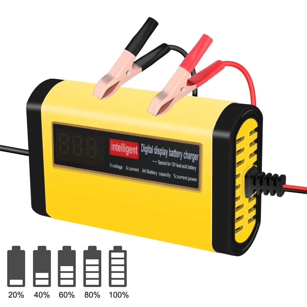 Caricabatteria per auto completamente automatico Display LCD digitale 2A Ricarica rapida Caricabatterie GEL AGM al piombo a 3 fasi