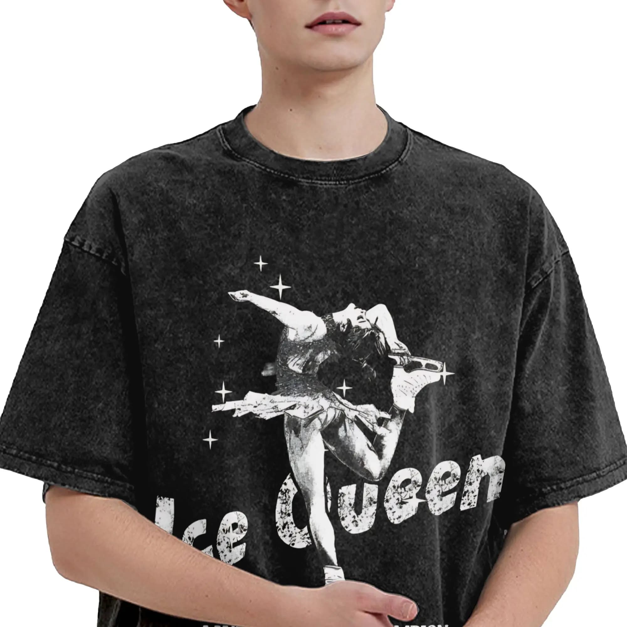 T-shirt da uomo vintage in cotone lavato Alysa Liu Figure Ice Skating - Maglietta estiva fresca e semplice taglie forti