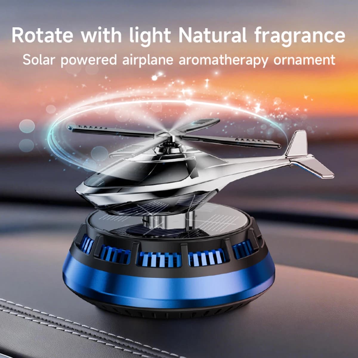 Diffusore di Aromi per Auto a Energia Solare con Rotazione, Deodorante per Auto con Fragranza, Decorazione Interna per Auto