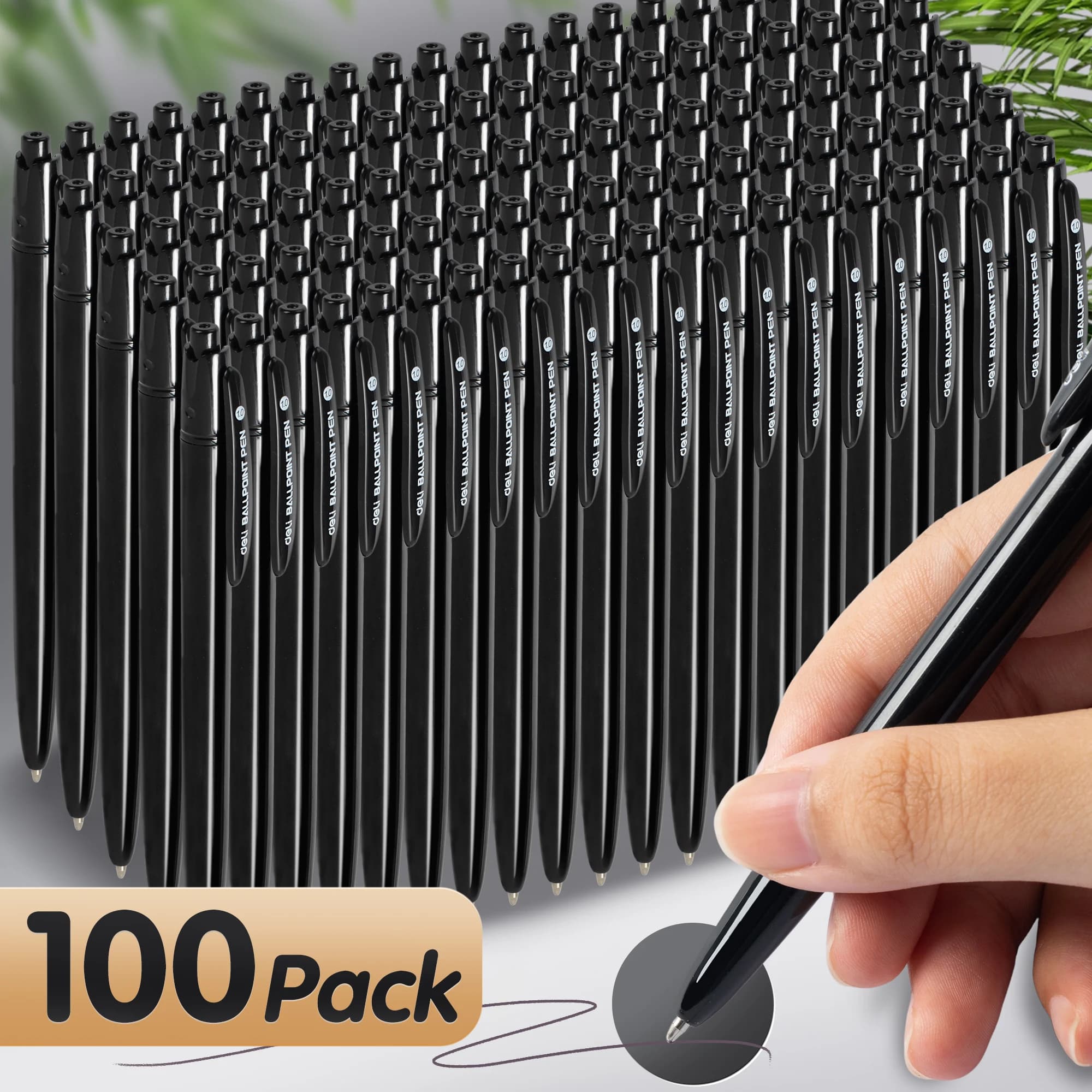 Deli Confezione da 50/100 penne a sfera retrattili, punta fine da 0,7 mm, scrittura fluida, impugnatura comoda per esami scolastici e uso in ufficio