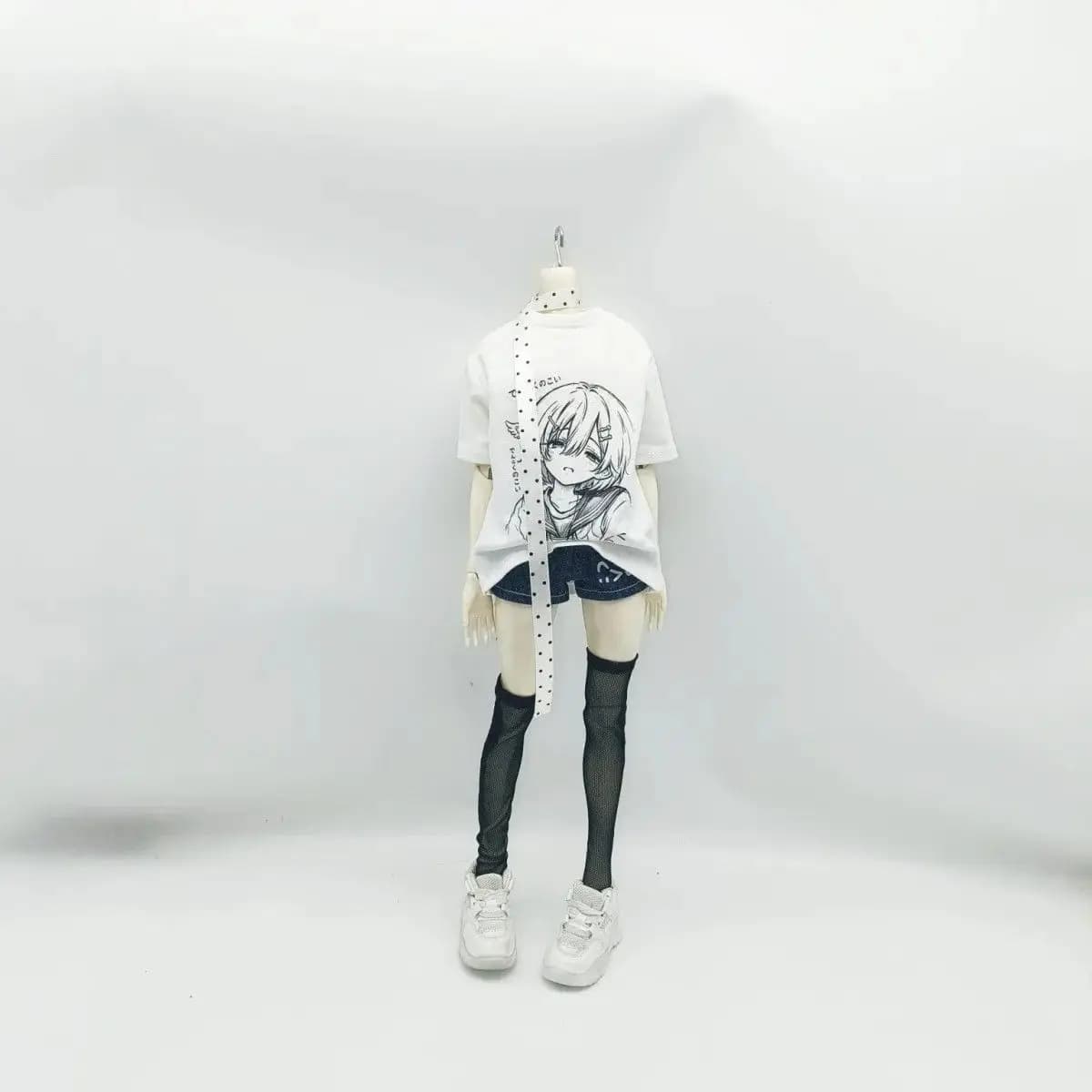 1/4 1/6 Doll's Clothes Suit for 45/30cm Bjd Doll Ribbon+short Sleeved+shorts+socks Girl Toys Dress Up Doll Accessories, No Doll
