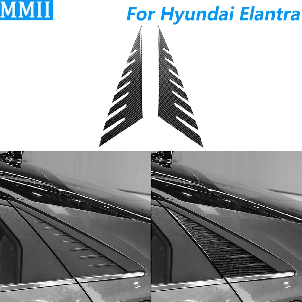 For Hyundai Elantra CN7 2021-2026 Carbon Fiber External Rear Door D-pillar Triangle Panel Cover Trim Car Accessories Sticker