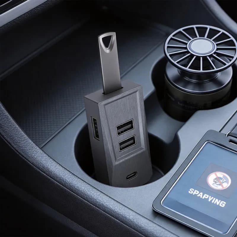 Hub USB Tipo-C per Vano Portaoggetti, Splitter Digitale e Docking Station per Tesla Model Y/YL Launch Juniper 2025 e Model 3 Highland 24-26