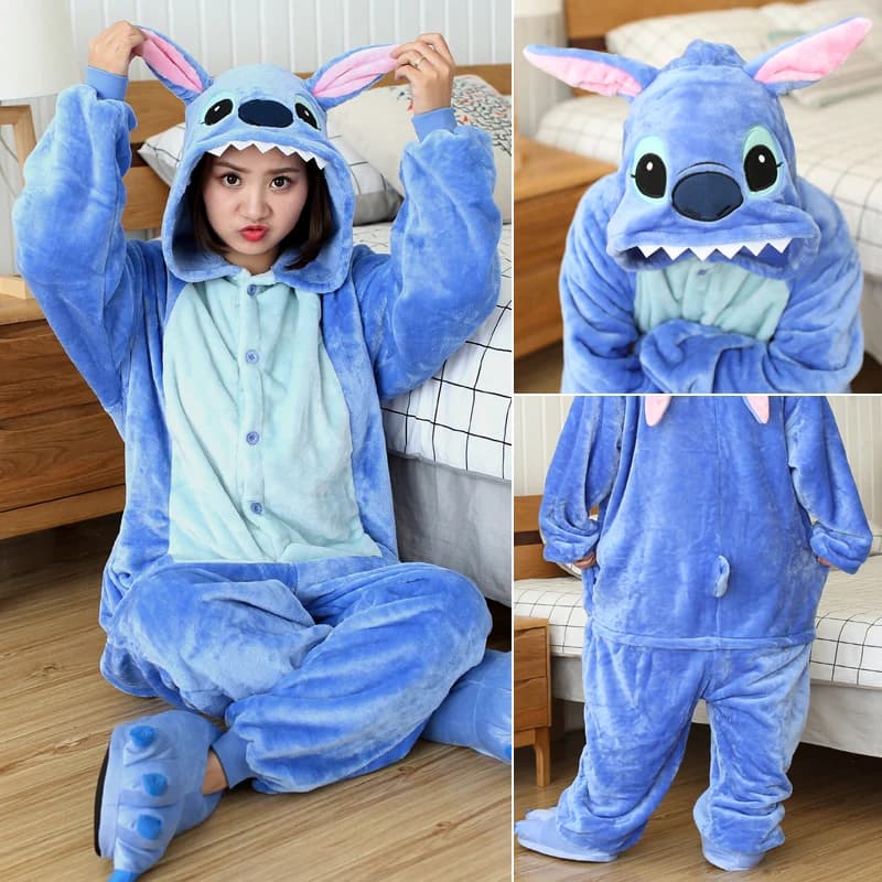 Lilo & Stitch Anime Costumes Cosplay Woman Men Cartoon Adults Cute Pijama Hooded Onesies for Halloween Christmas party