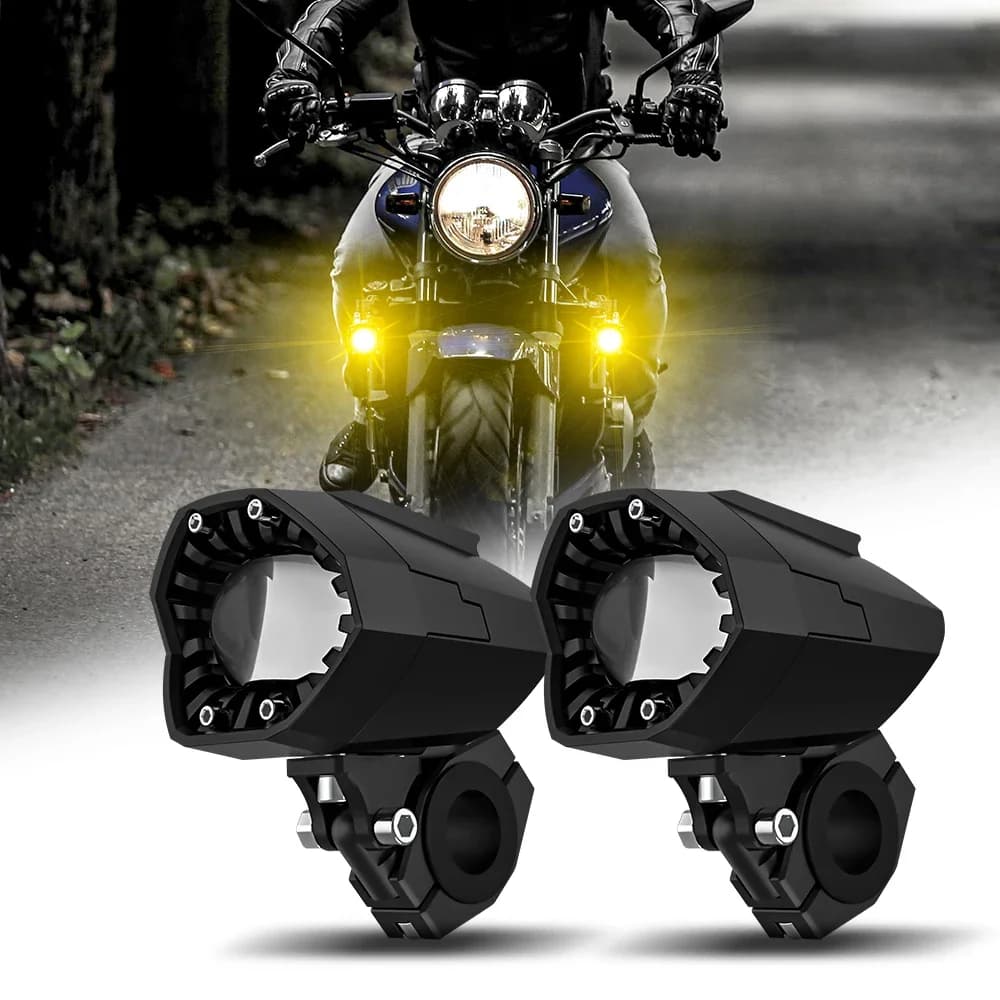 Fari Ausiliari LED da 80W 2 Pollici per Moto, SUV, ATV, Impermeabili con Supporto a 360°, Luci di Guida e Fendinebbia Bianche/Ambra