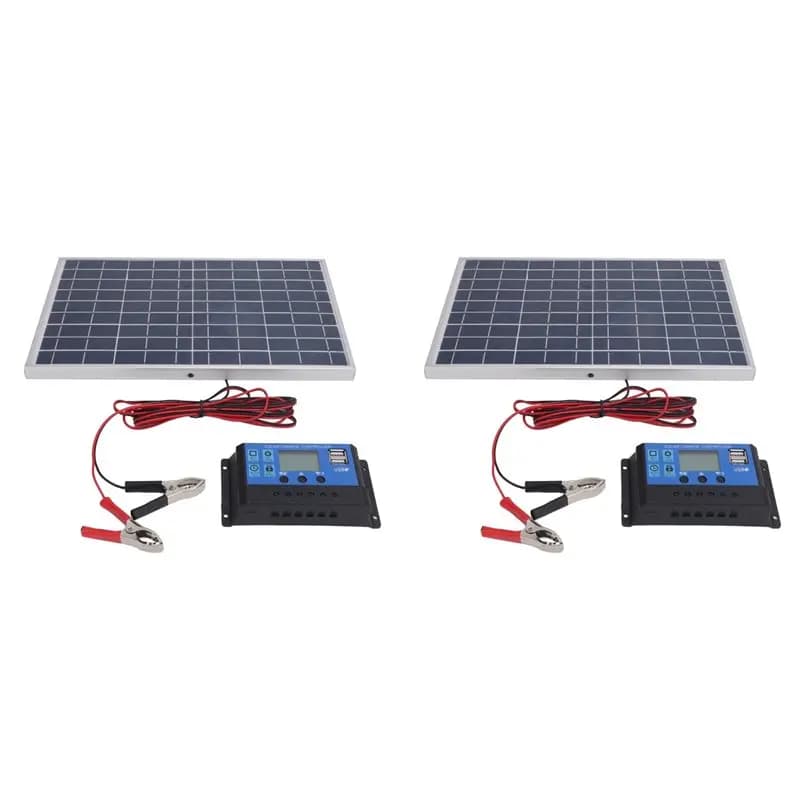 【OFFARE FLASH】2X Pannello solare 10W 12V Policristallino IP65 Impermeabile portatile 30A Regolatore di carica solare combinato per esterni