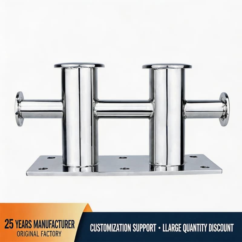 316 Stainless Steel Double Cross Heavy Duty Boat Bollard Mooring Cleat Yacht Dock Marine Hardware for Marina Docking Rope