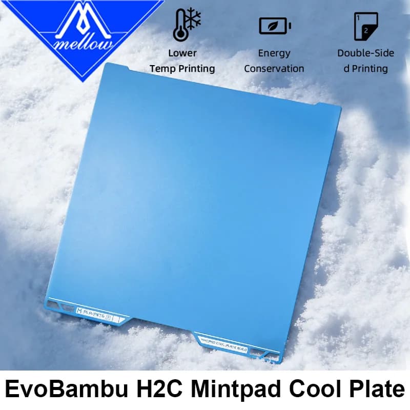 Piastra rinfrescante Mellow EvoBambu H2C MintPad per Bambu Lab, superficie di stampa a bassa temperatura con adesione migliorata, letto flessibile bifacciale