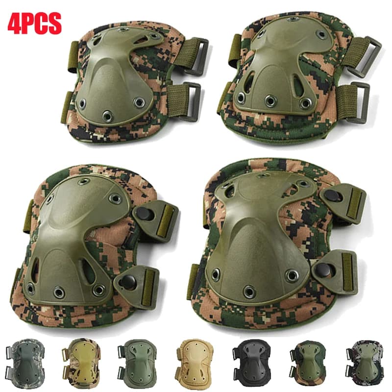 4Pcs Tactical Knee Pad gomito CS Army Military Protector Outdoor Sport caccia pattinaggio ginocchiera sicurezza Gear ginocchiere protettive