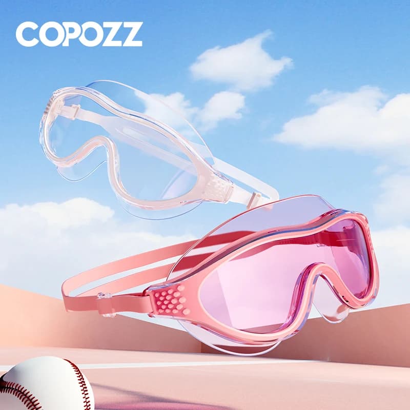 COPOZZ New Swimwear Anti-Fog UV Protection Adjustable Man Woman Silicone Pool Glasses With Montature Large Beach Swimming Glasses