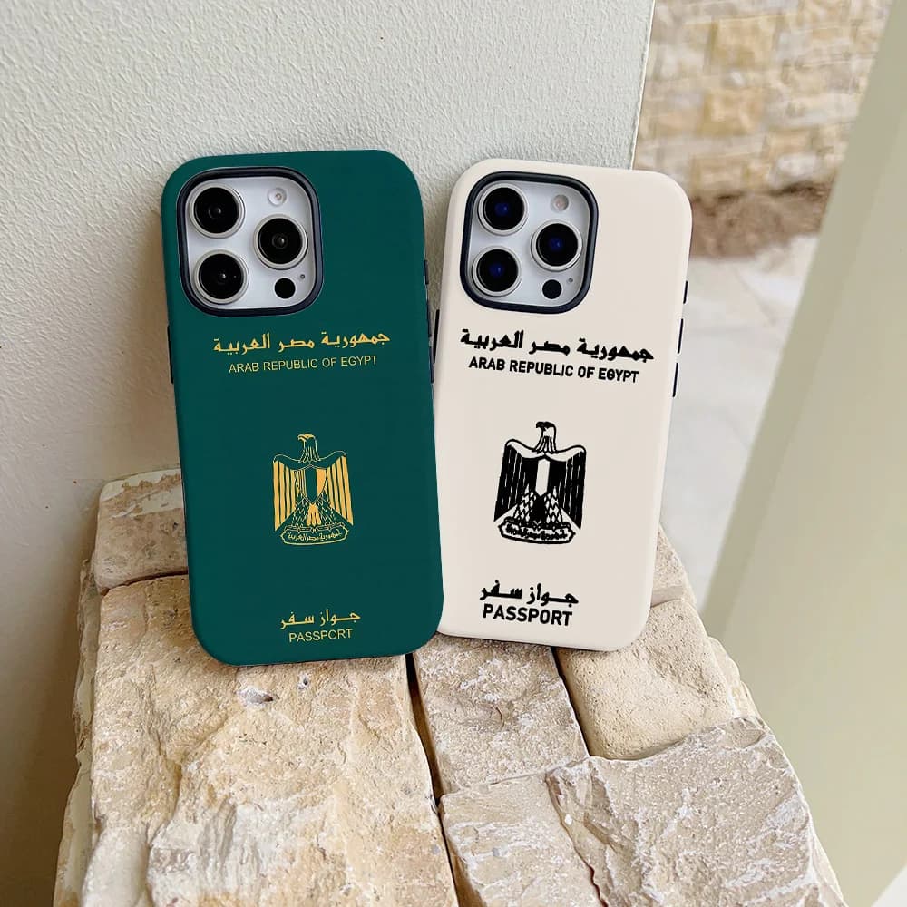 Custodia per passaporto egiziano per iPhone 17 16 15 14 13 12 11 X XS XR XSMAX 7 8 Air Pro Max Plus Cover posteriore di lusso a doppio strato