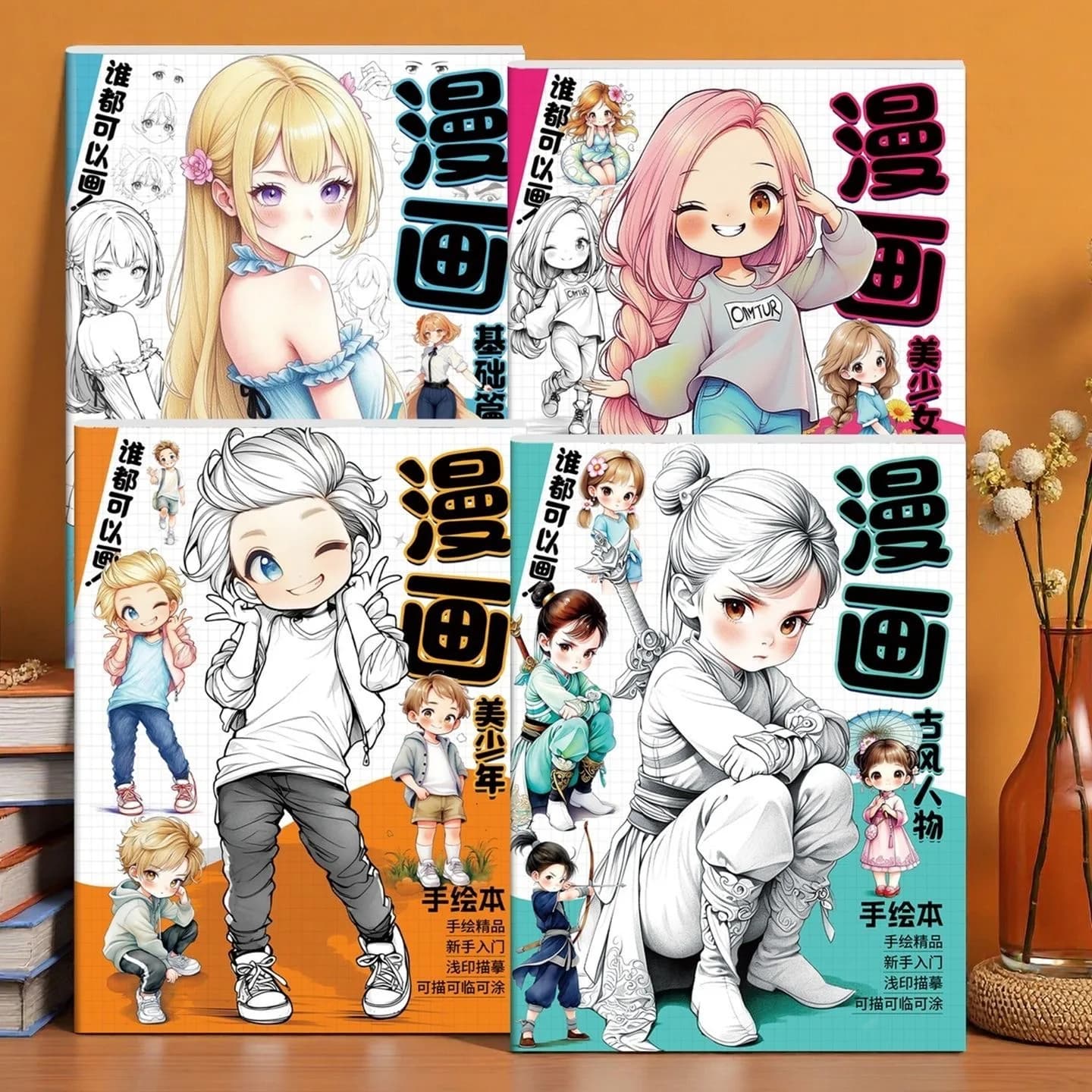 Anime Sketch Tracing Book Set Light Draft Copybook Drawing Practice Workbook Q Version Teen Ancient Characters Painting Book