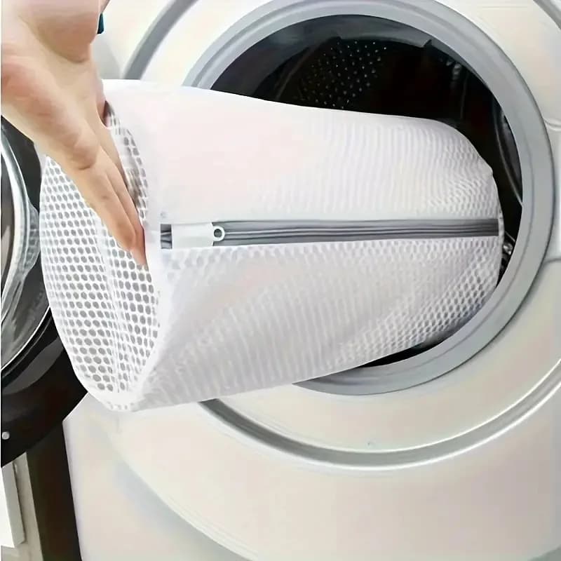 Shoe Laundry Bag 8.66x12.99in, White Fine Mesh with Concealed Zipper, Protects Shoes & Washer Drum, Durable Polyester, 1PC