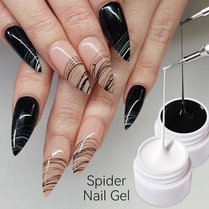 LILYCUTE 8ml Bianco Nero Argento Ragno Gel per unghie Naturale Scuro Disegno appariscente Pittura Gel UV Smalto per unghie Unghie Art Design