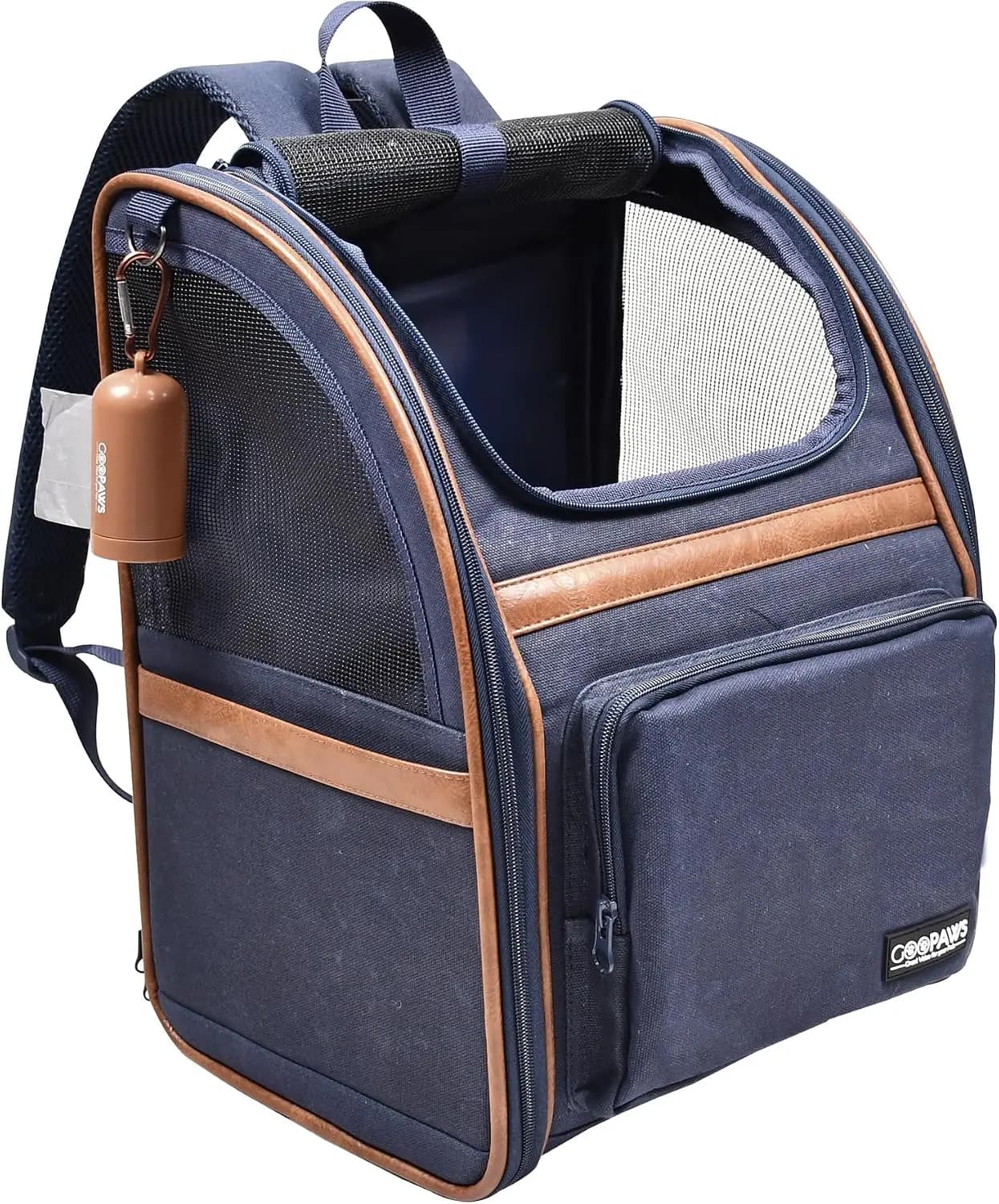 Pet Carrier Backpack for Dogs Cats, Collapsible Mesh Dog Backpack for Hiking Travel Camping, Holds Pets Up to 25 lbs (Navy Blue)