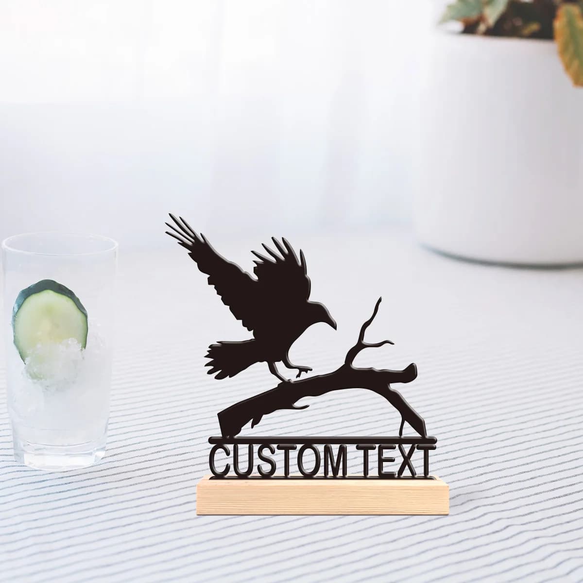 1pc Personalized Metal Artwork Customizable Name With Wooden Base Unique Desktop Decoration Custom Gifts