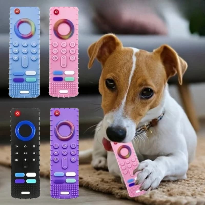 Giocattolo da Masticare per Cani in Silicone a Forma di Telecomando - Opzioni Multicolore Disponibili, Materiale in Silicone, Bastoncino per la Dentizione degli Animali Domestici