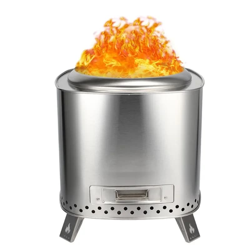 Stufa a legna da campeggio da 50 cm, grande, integrata, in acciaio inossidabile, per cortile, barbecue senza fumo, portatile
