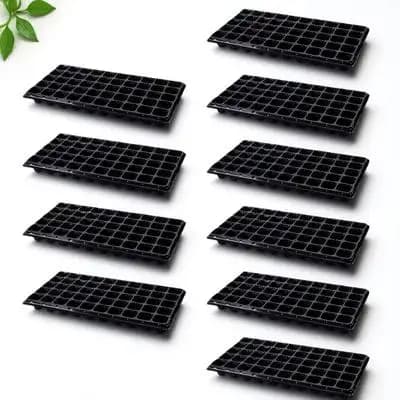 Set of 10 Trays for Germination with 50 Cells, Trays for Semi Reusable for Indoor and Outdoor Plants, Flowers and Vegetables