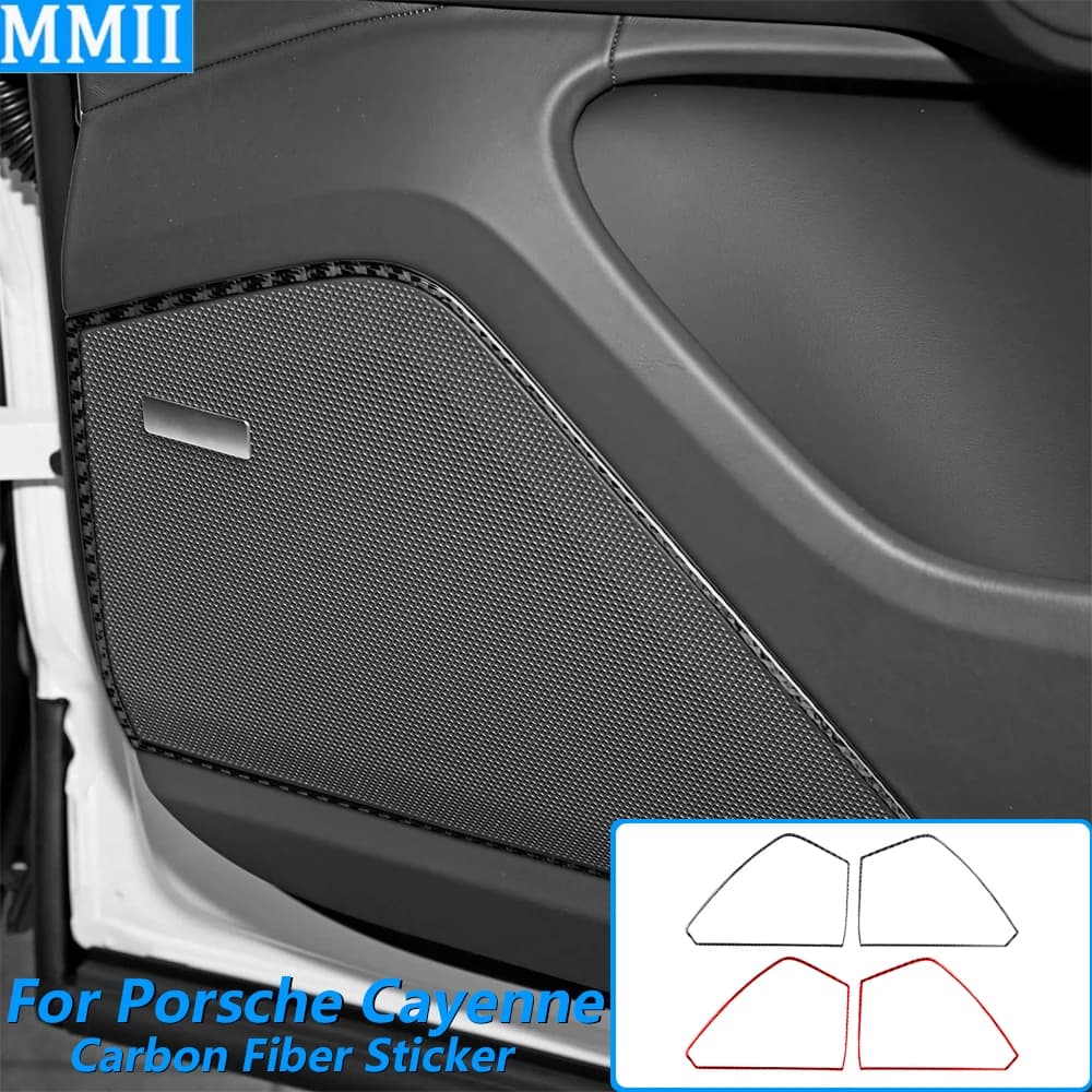 Per Porsche Cayenne 9Y0 9YA 9YB E3 2018-2023 Cornice in Fibra di Carbonio per Altoparlante Porta Posteriore, Copertura Decorativa, Accessori Auto, Adesivo