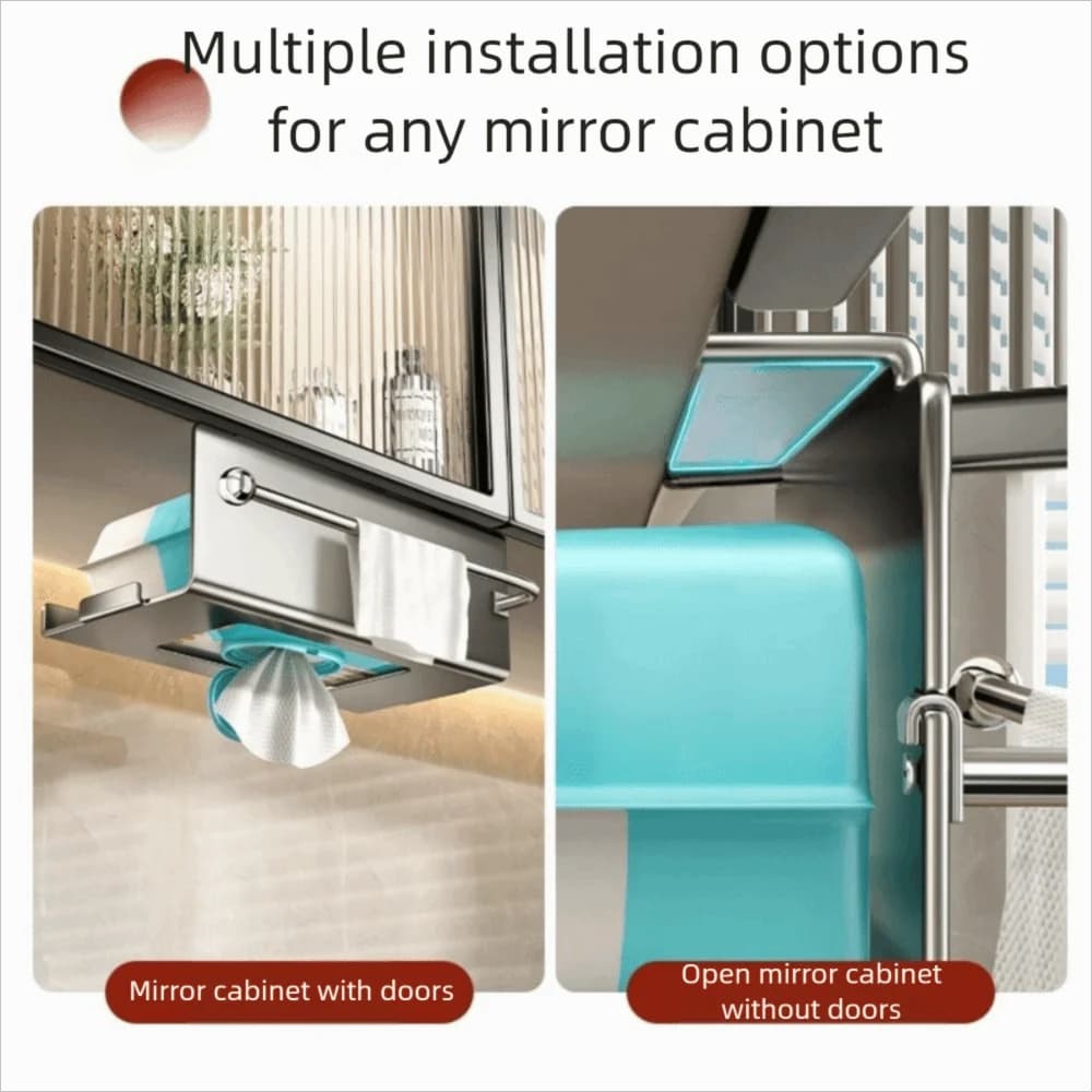 Carbon Steel Under Cabinet Paper Towel Holder Wall Mounted Rustproof Roll Paper Holder Waterproof Pure Color Toilet Paper Holder