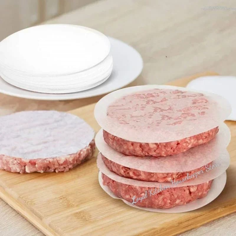 100 pz 4.33 pollici Hamburger Patty Carta Rotonda Foglio di Carta Cera per Burger Press Cottura Della Torta Cottura Separato Patty Carta Olio