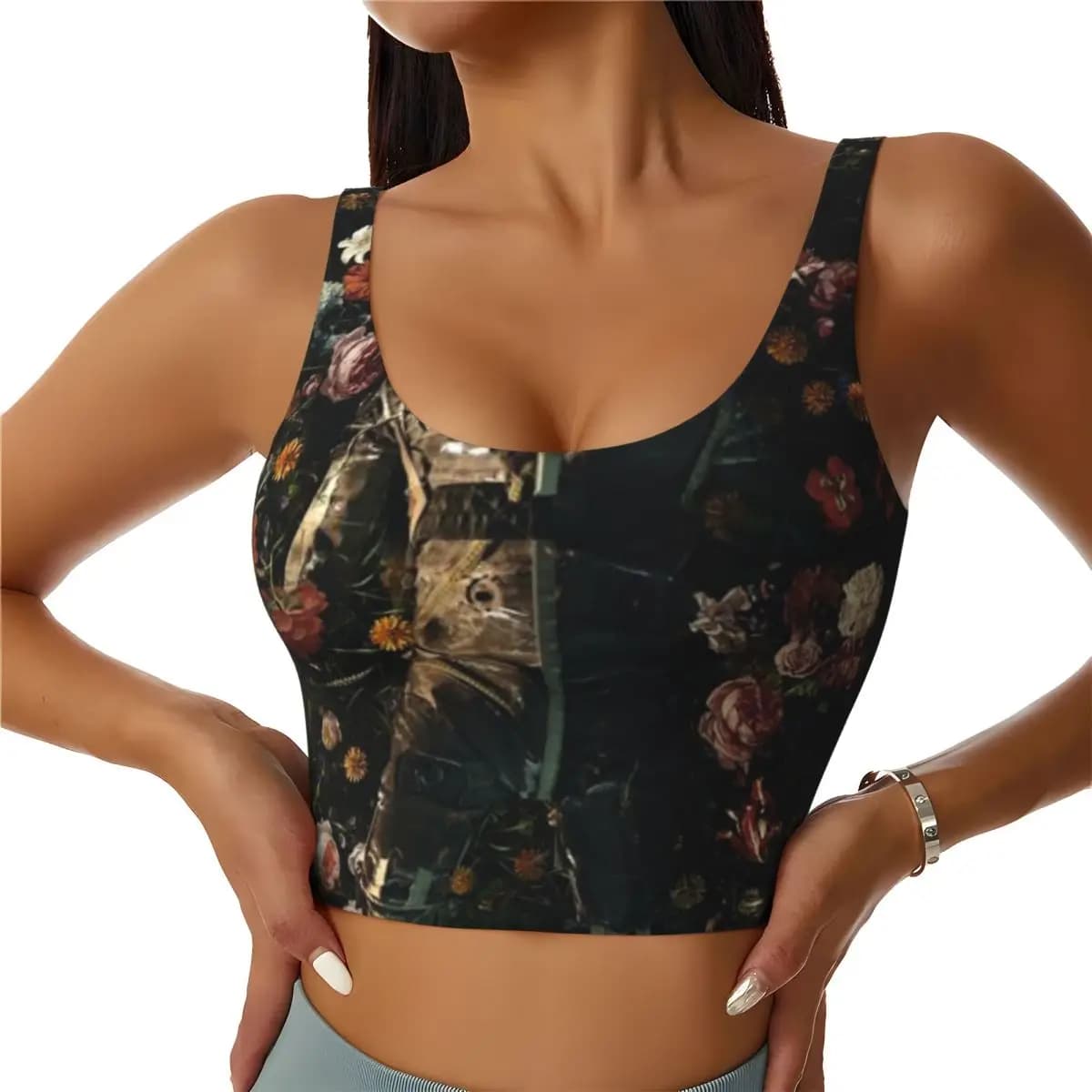 Padded Yoga Top Garden Delights Volleyball Practice Sports Tank Top