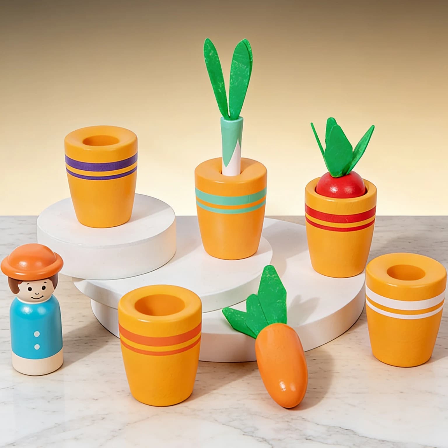 Matching Game for Wood Plant For Smaller Vegetable Jar Color Matching Toy Enlighten co-ordination eye-hand Role gardener