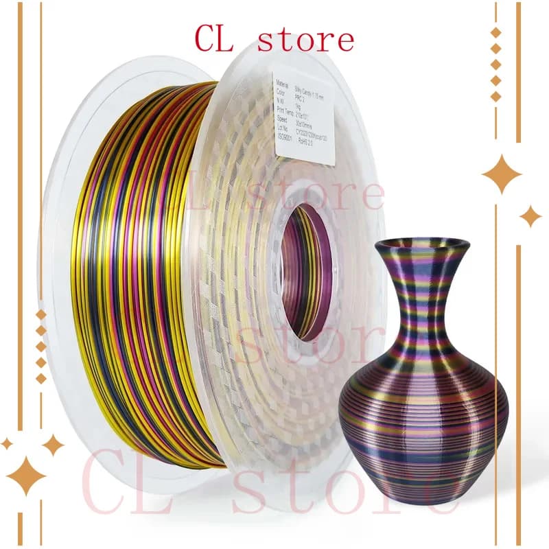 3D Printing Filament Silk Rainbow Candy Quick Grade Twist Model 1,75 mm 1 kg 3D Printing Material PLA 3D Printing Consumables