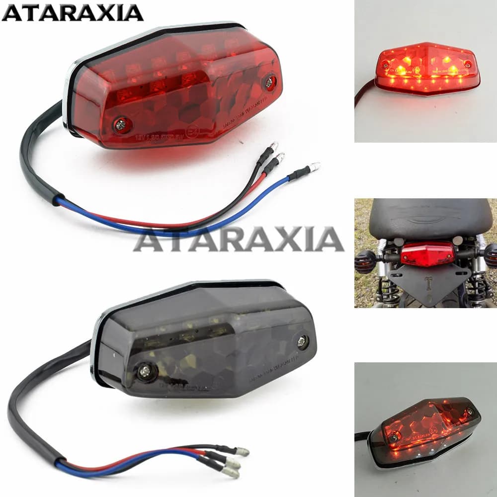 Luce freno stop moto Lampada posteriore Fanale posteriore a LED stile Lucas Luce stop posteriore universale per bici per Harley Cafe Racer Chopper