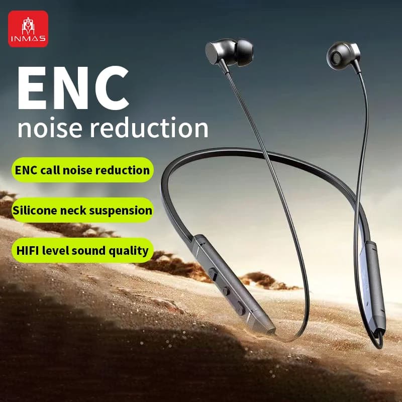 INMAS ENC BS09 Wireless headphones with neck band Bluetooth headphones with noise cancelling Sports sweat resistant Headphones Fast charging