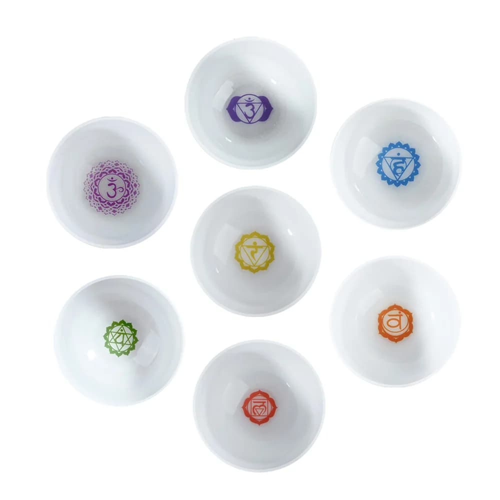 Frosted Chakra Milky Quartz Sound Therapy Singing Bowls